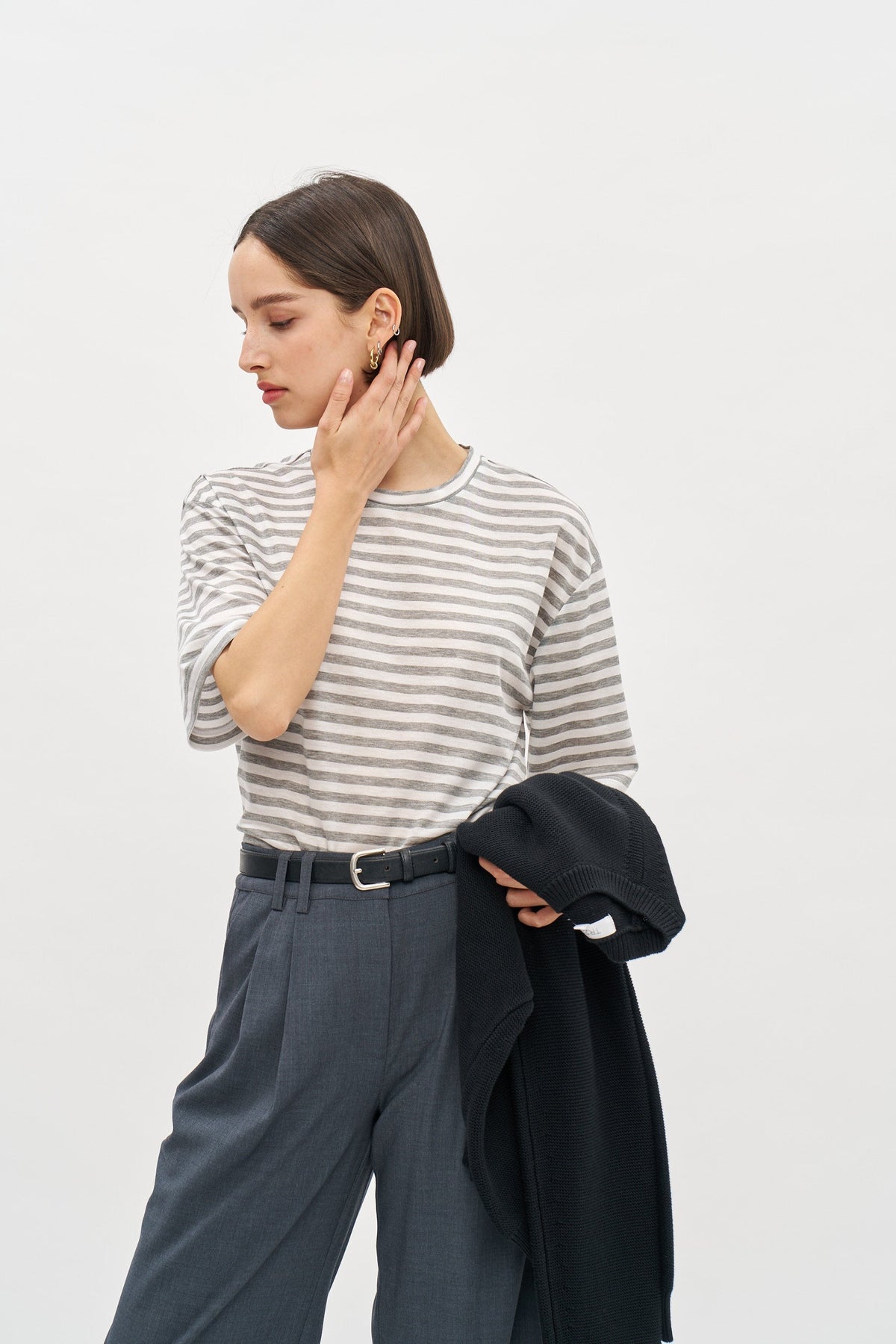 Oversized T Stripes Grey-White