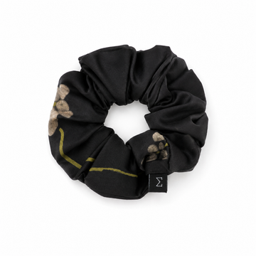 Chocolate Printed Tencel Scrunchie