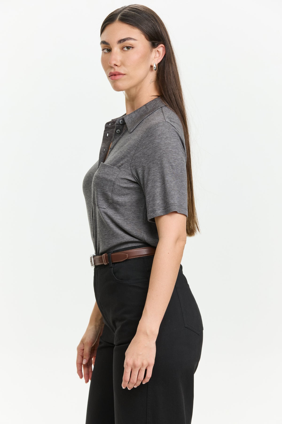 Alison Soft Blouse Dark Grey