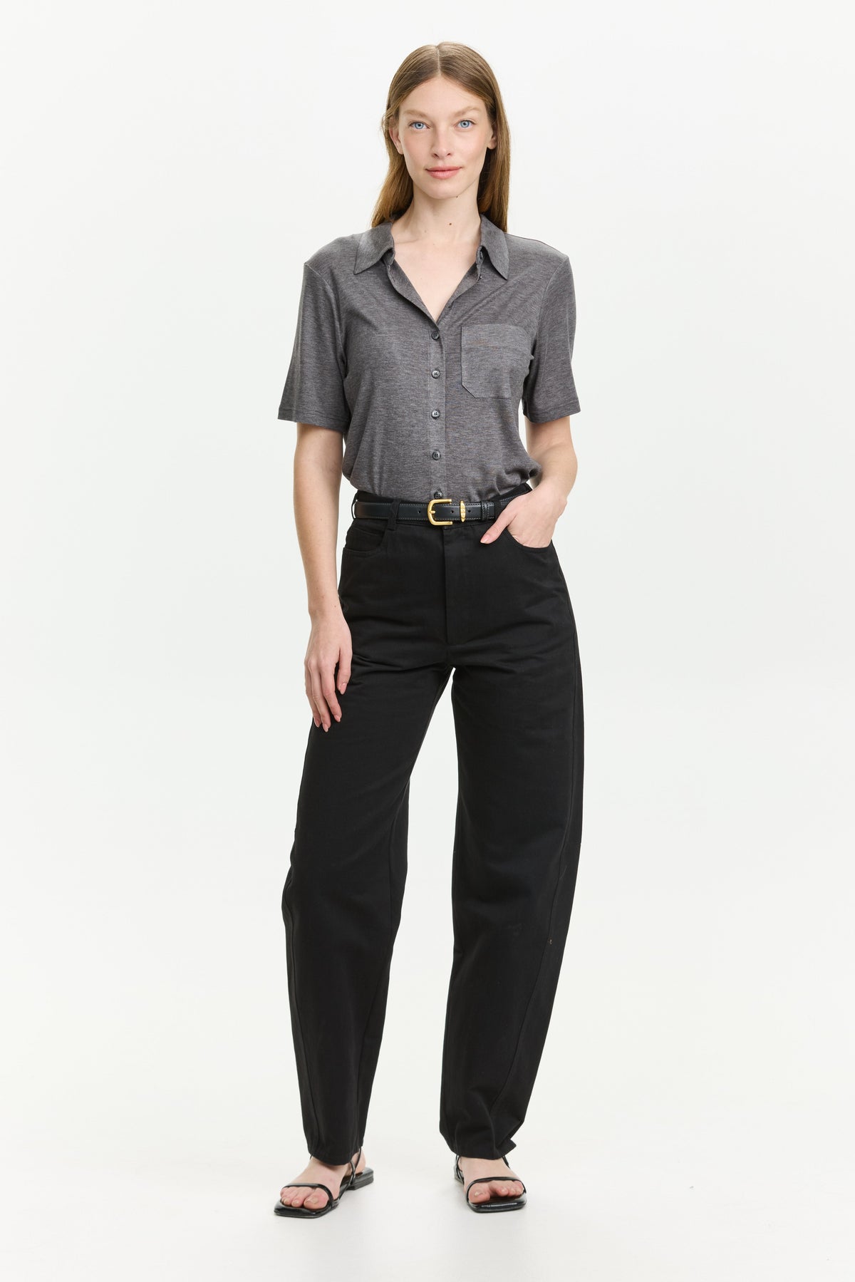 Barrel Leg Pants Black
