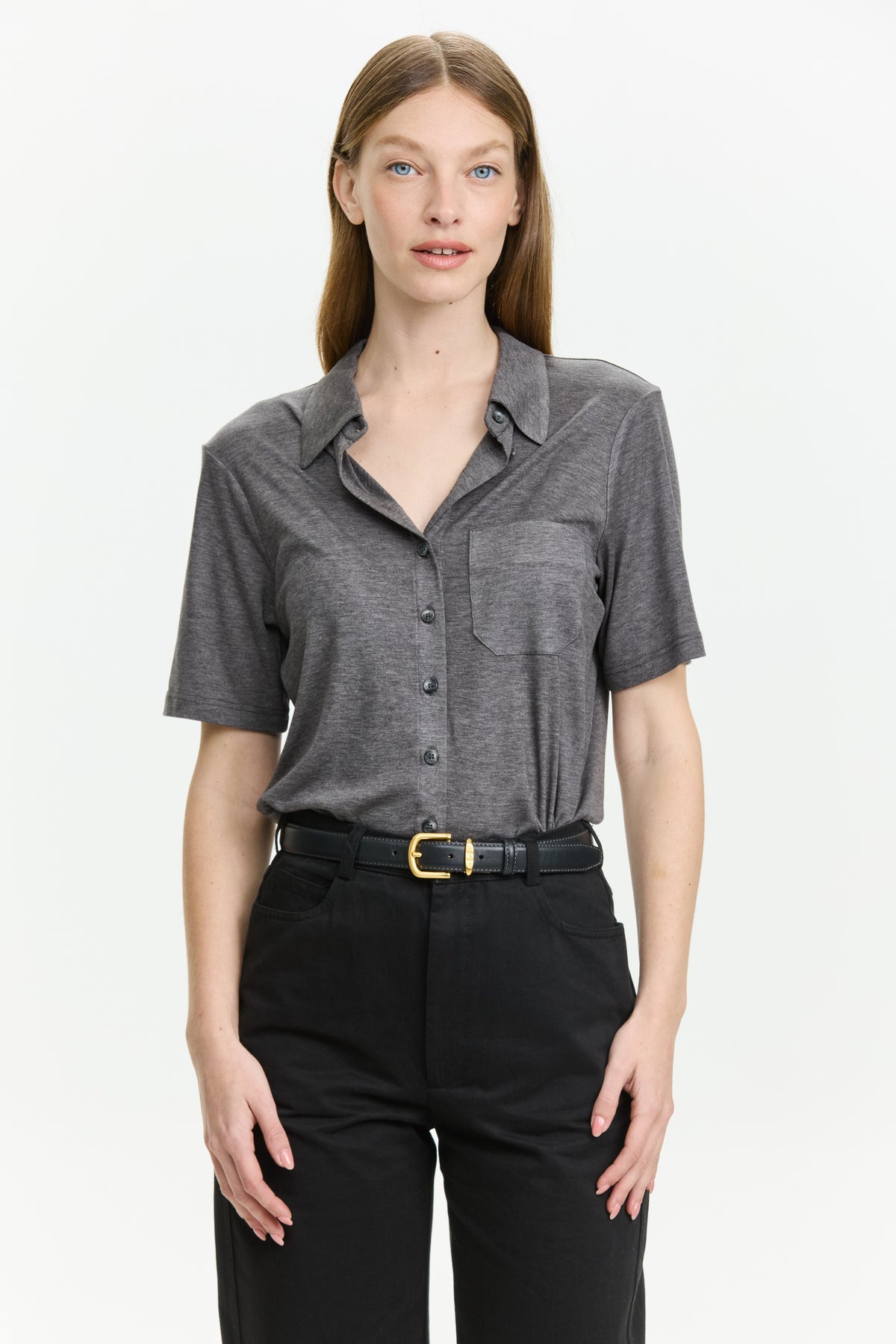 Alison Soft Blouse Dark Grey