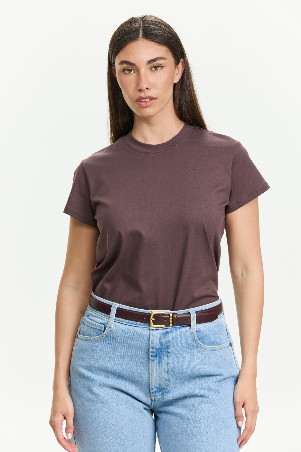 Tres fitted T Dark Brown