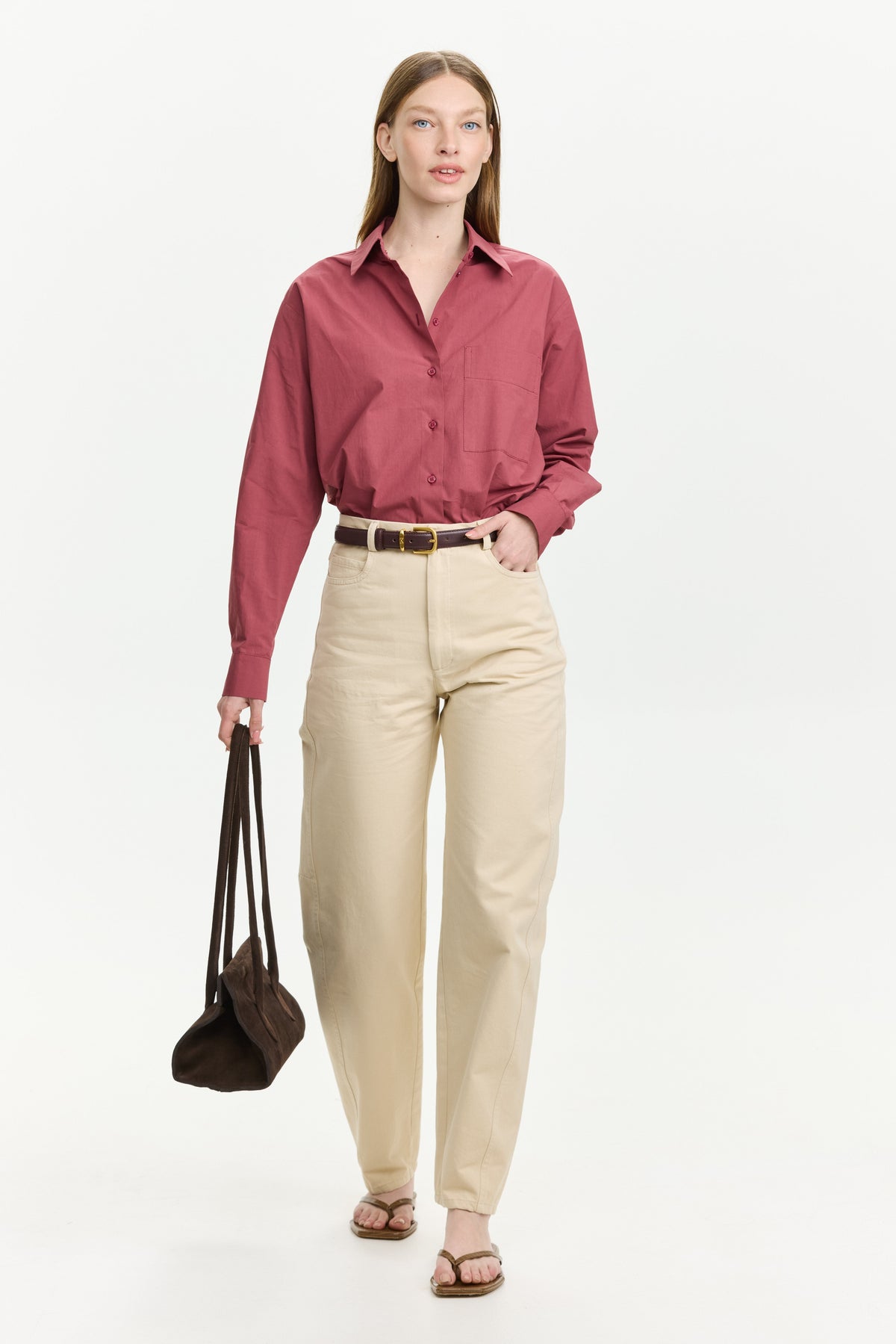 Barrel Leg Pants Beige