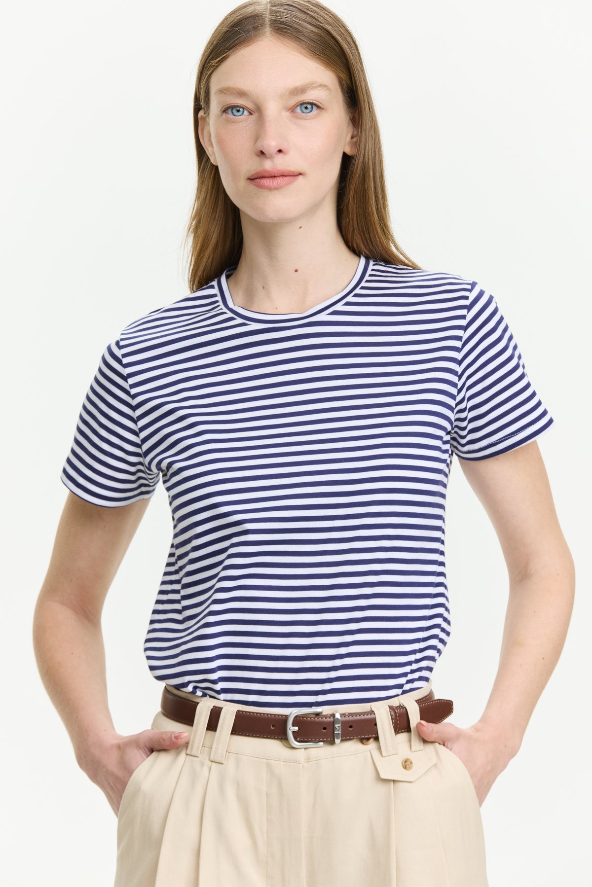 fitted T Stripes Blue