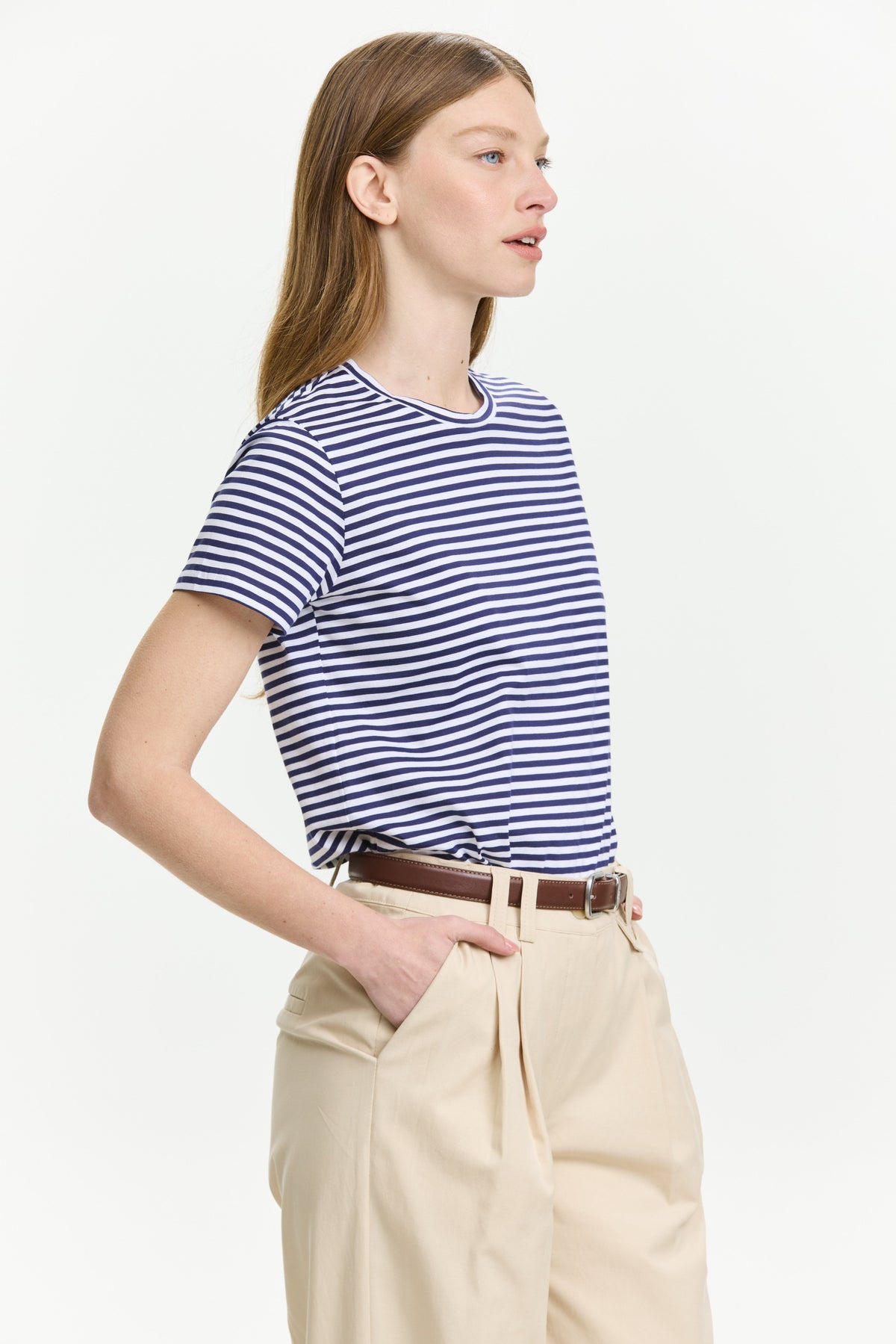 fitted T Stripes Blue