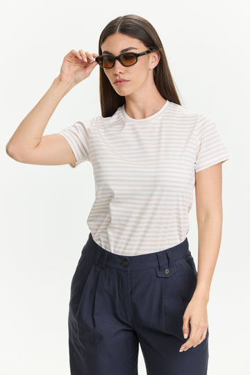 Tres fitted T Stripes Beige