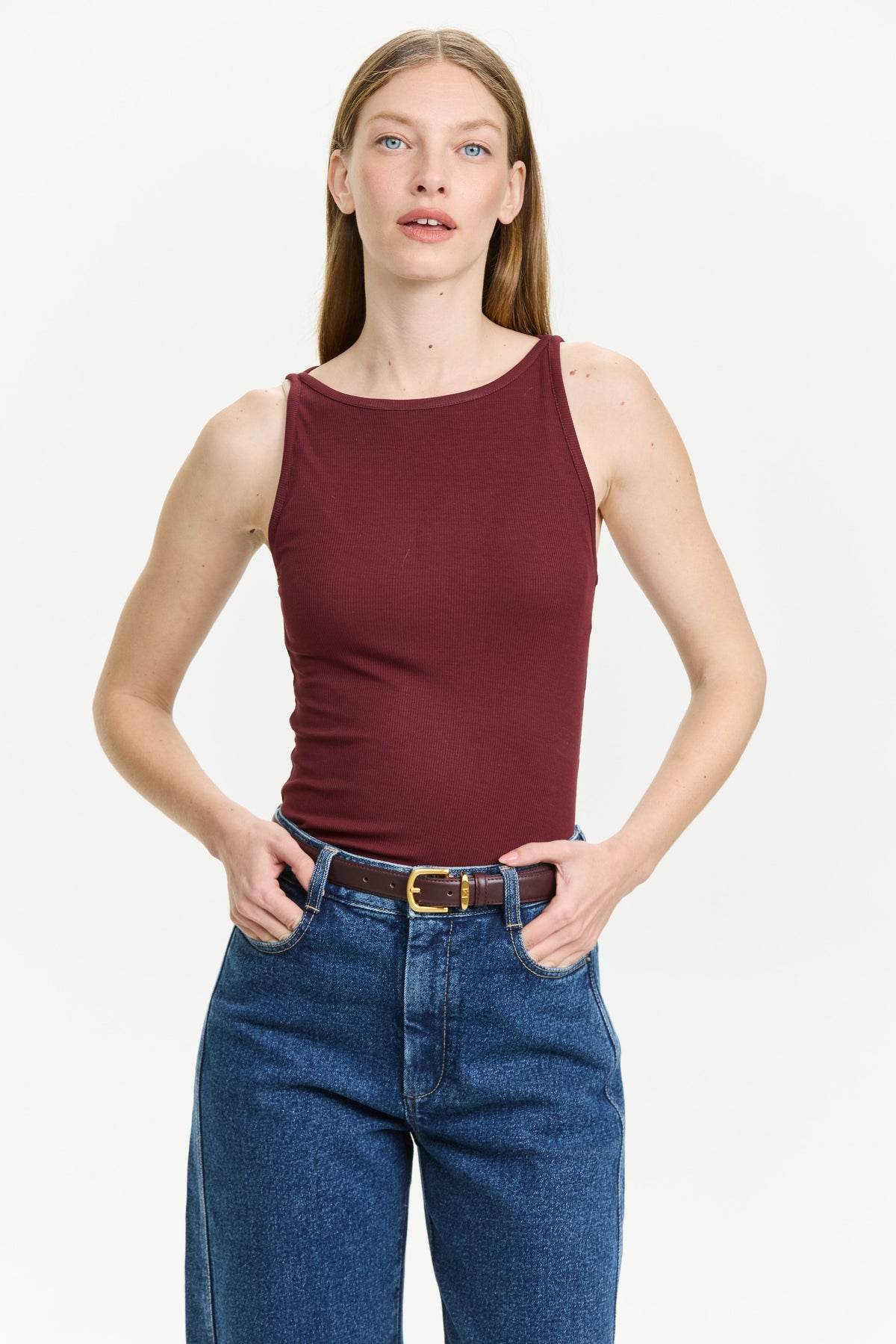 Vera Rib Tank Top Bordeaux