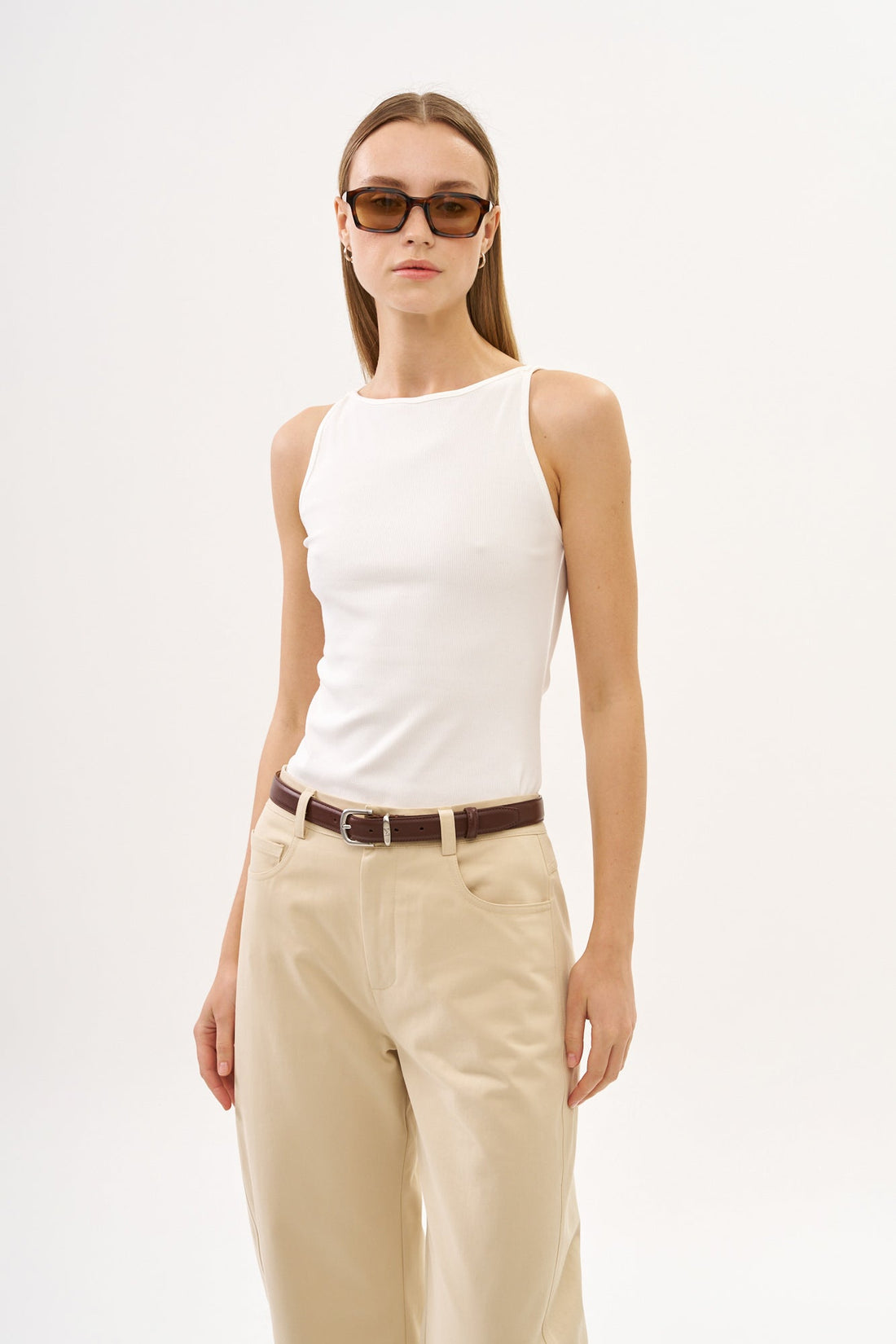 Vera Rib Tank Top White