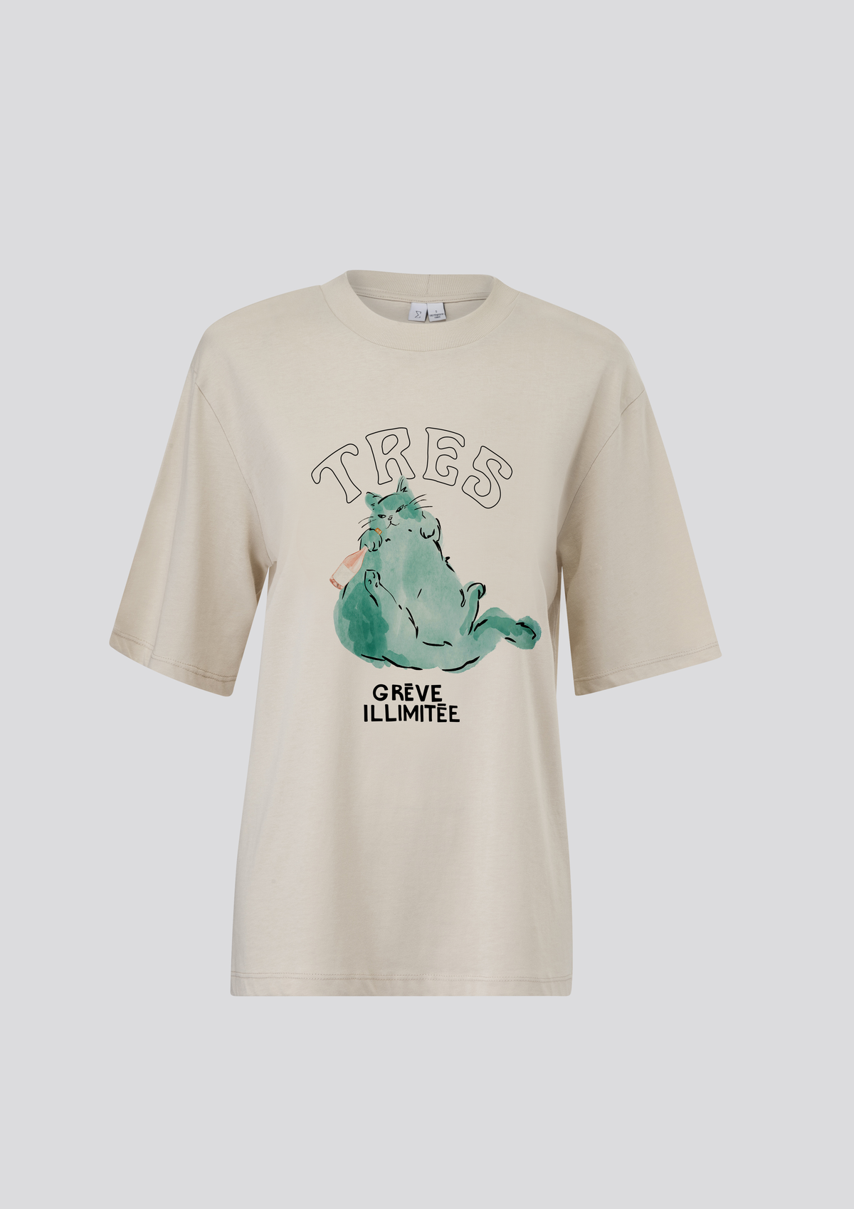 Oversized Printed T Beige