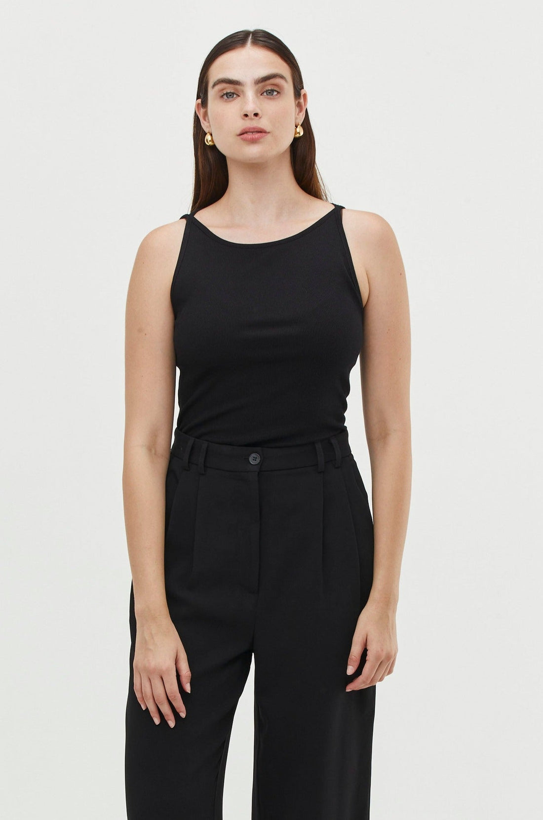Vera Rib Tank Top Black