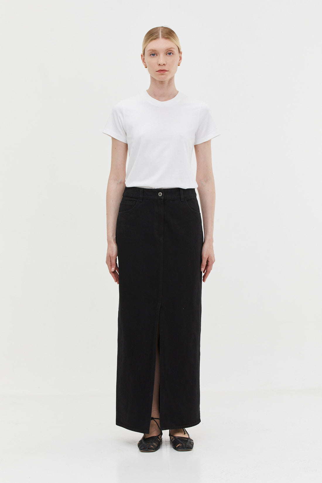 Denim Maxi Skirt Black