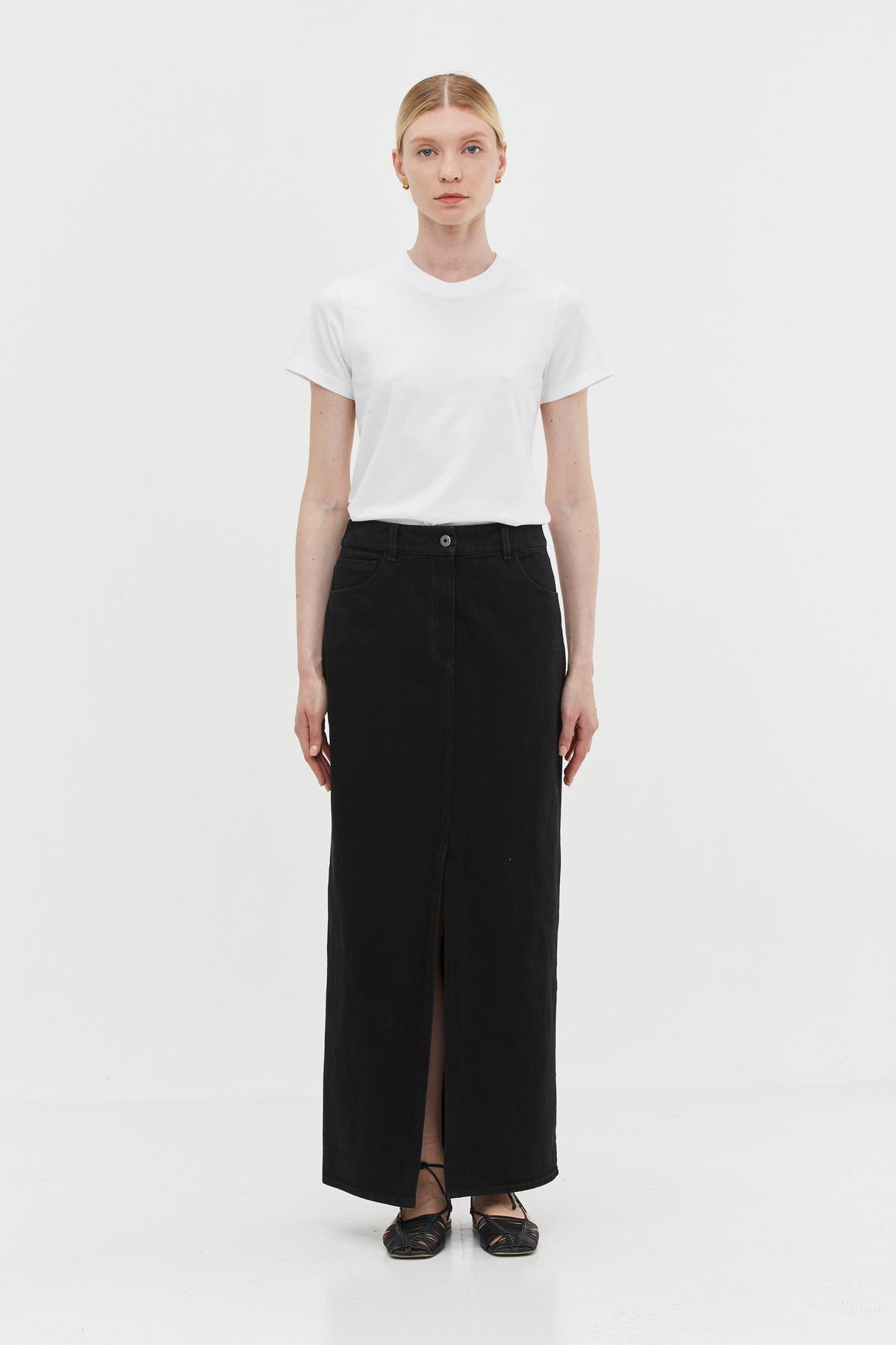 Denim Maxi Skirt Black