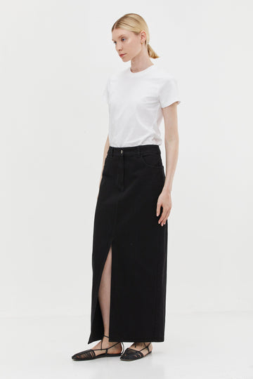 Denim Maxi Skirt Black