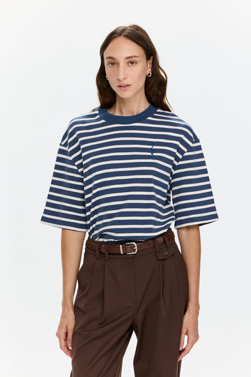 Oversized Sigma T Stripes Blue
