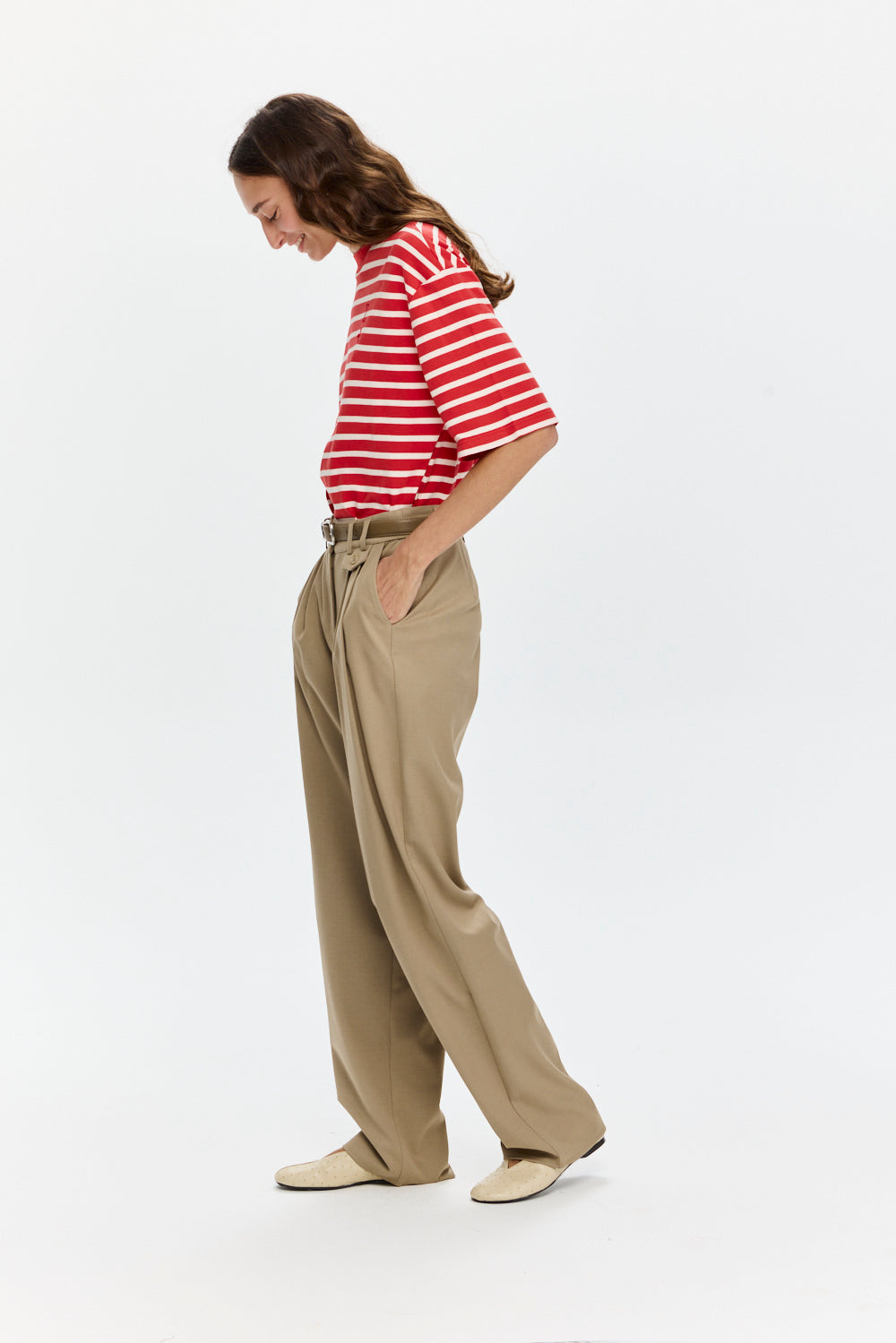 Oversized Sigma T Stripes Red