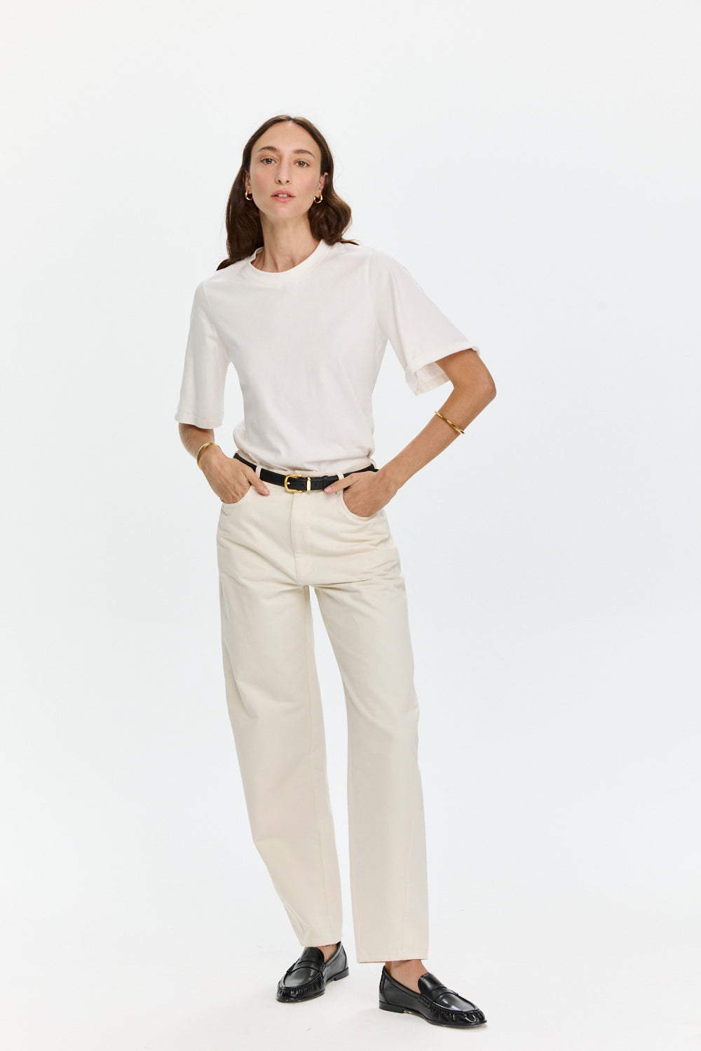 Barrel Leg Pants White