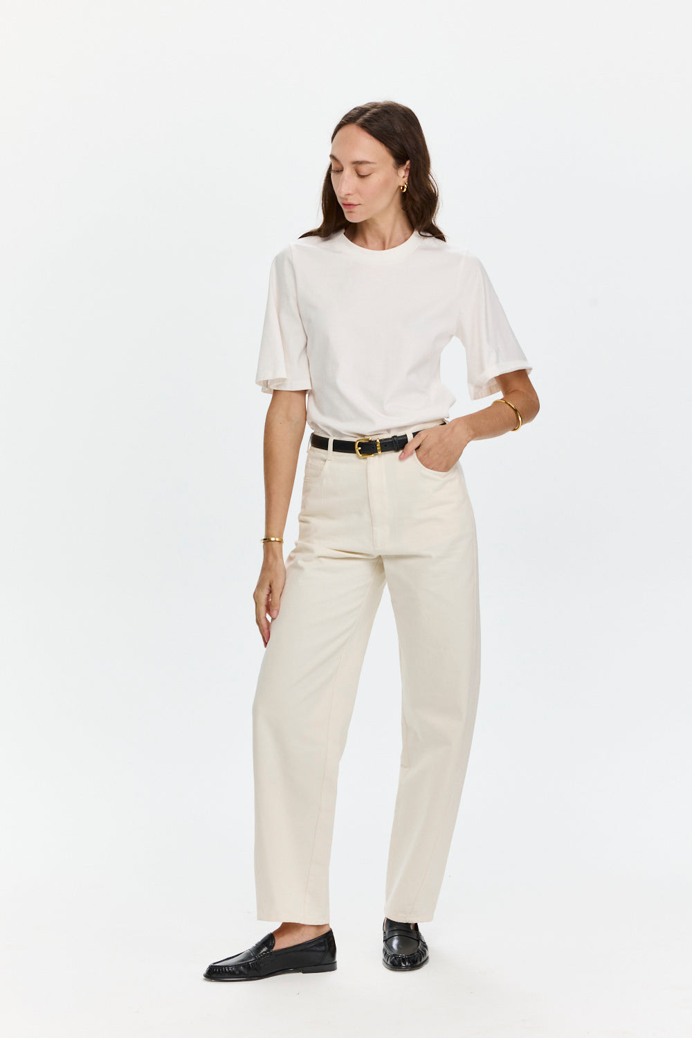 Barrel Leg Pants White