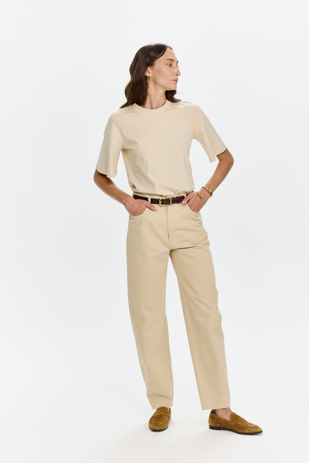 Barrel Leg Pants Beige
