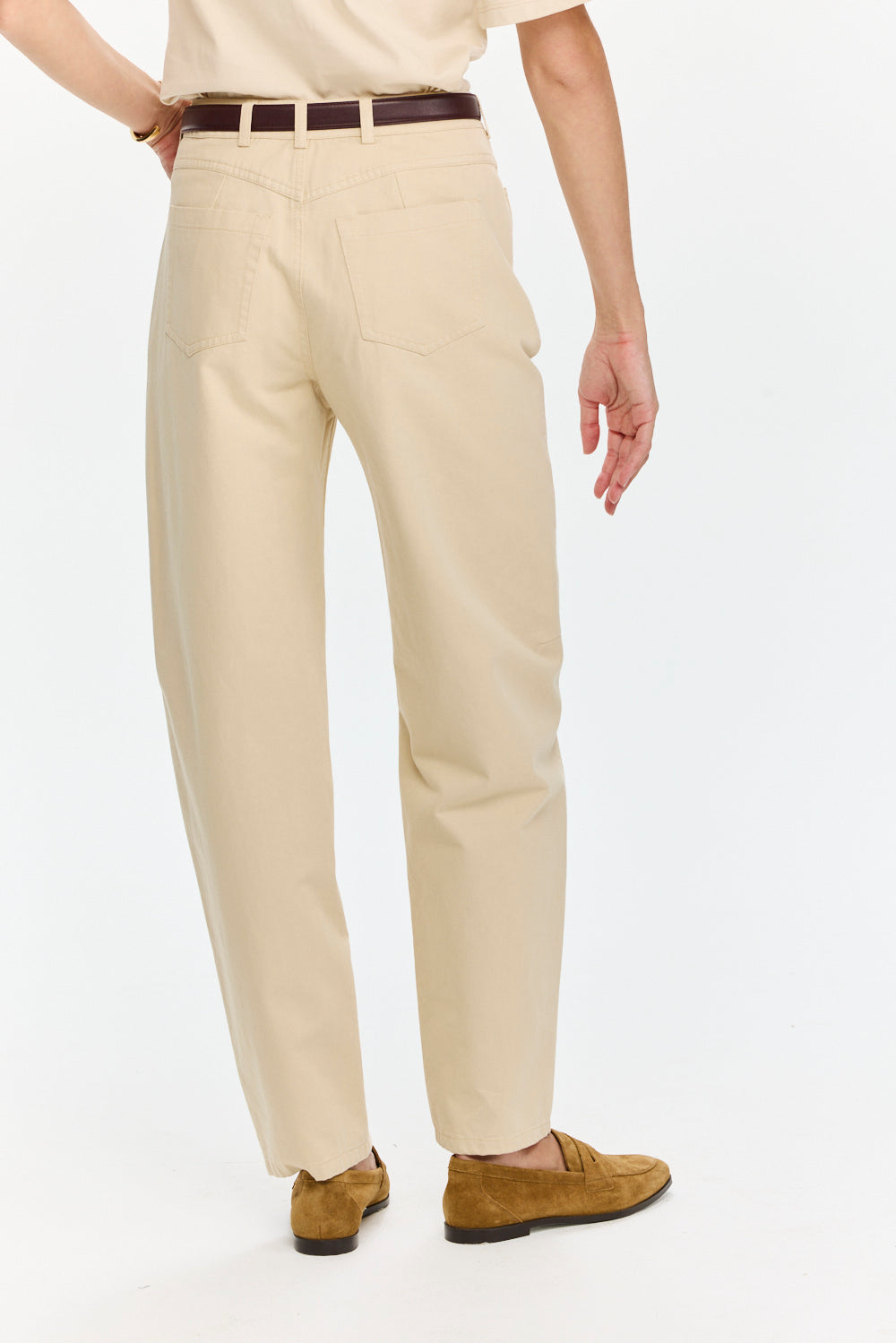 Barrel Leg Pants Beige