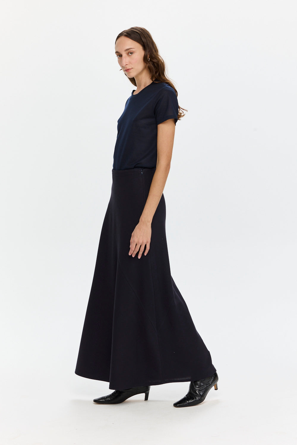 Bias Knit Skirt Navy