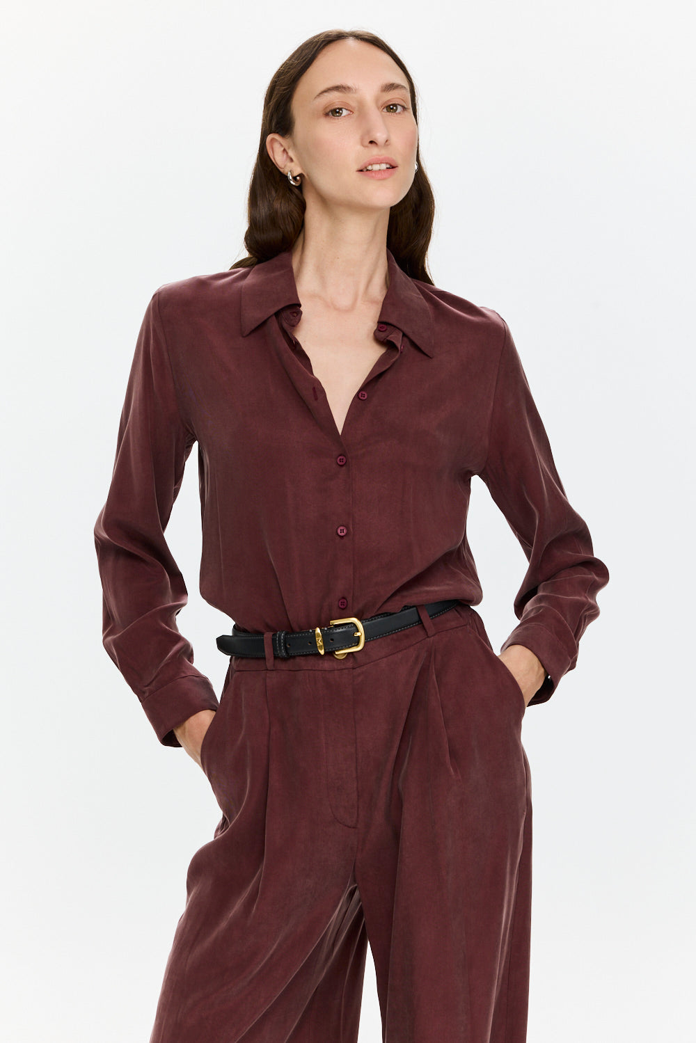 Cupro Blouse Bordeaux