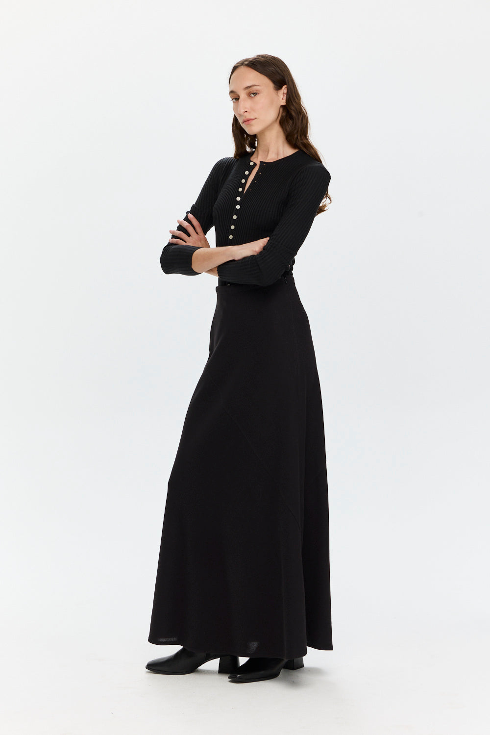 Bias Knit Skirt Black