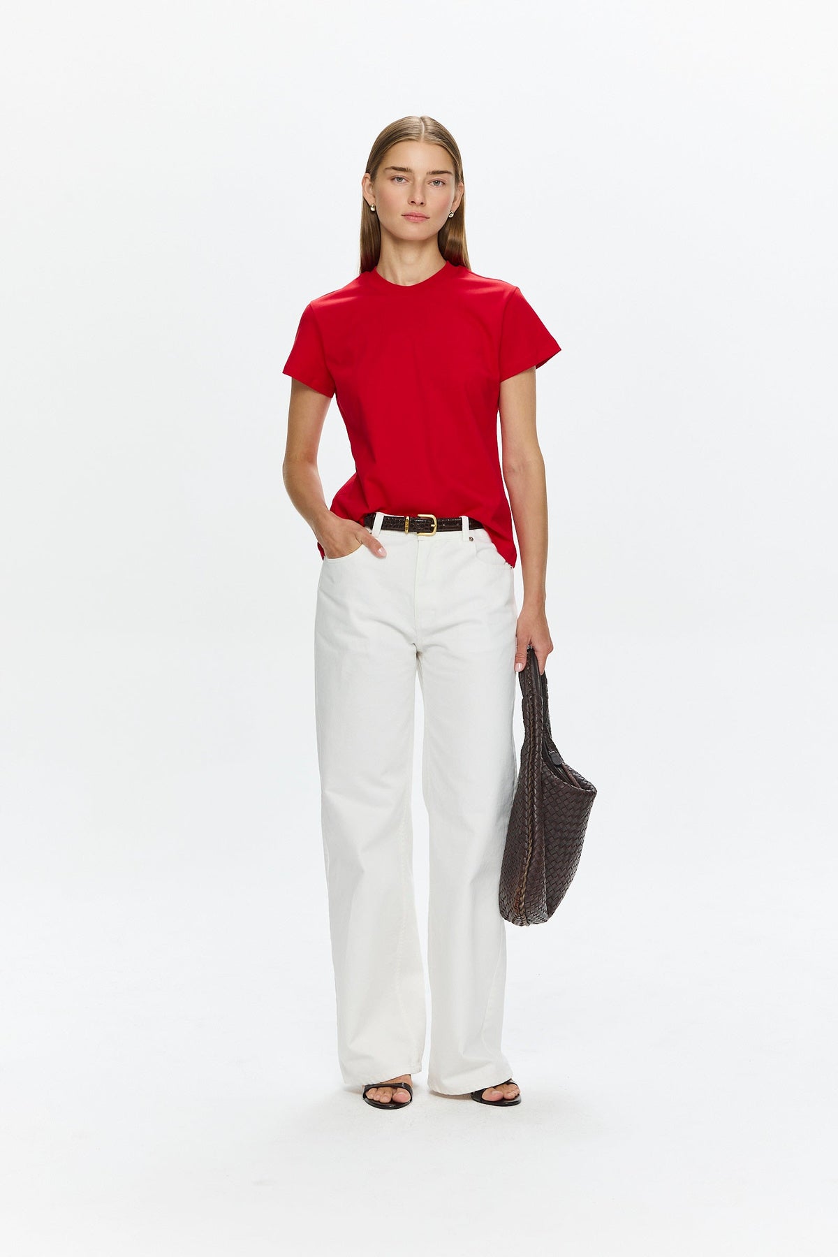 Wide Leg Mid Waist Denim White