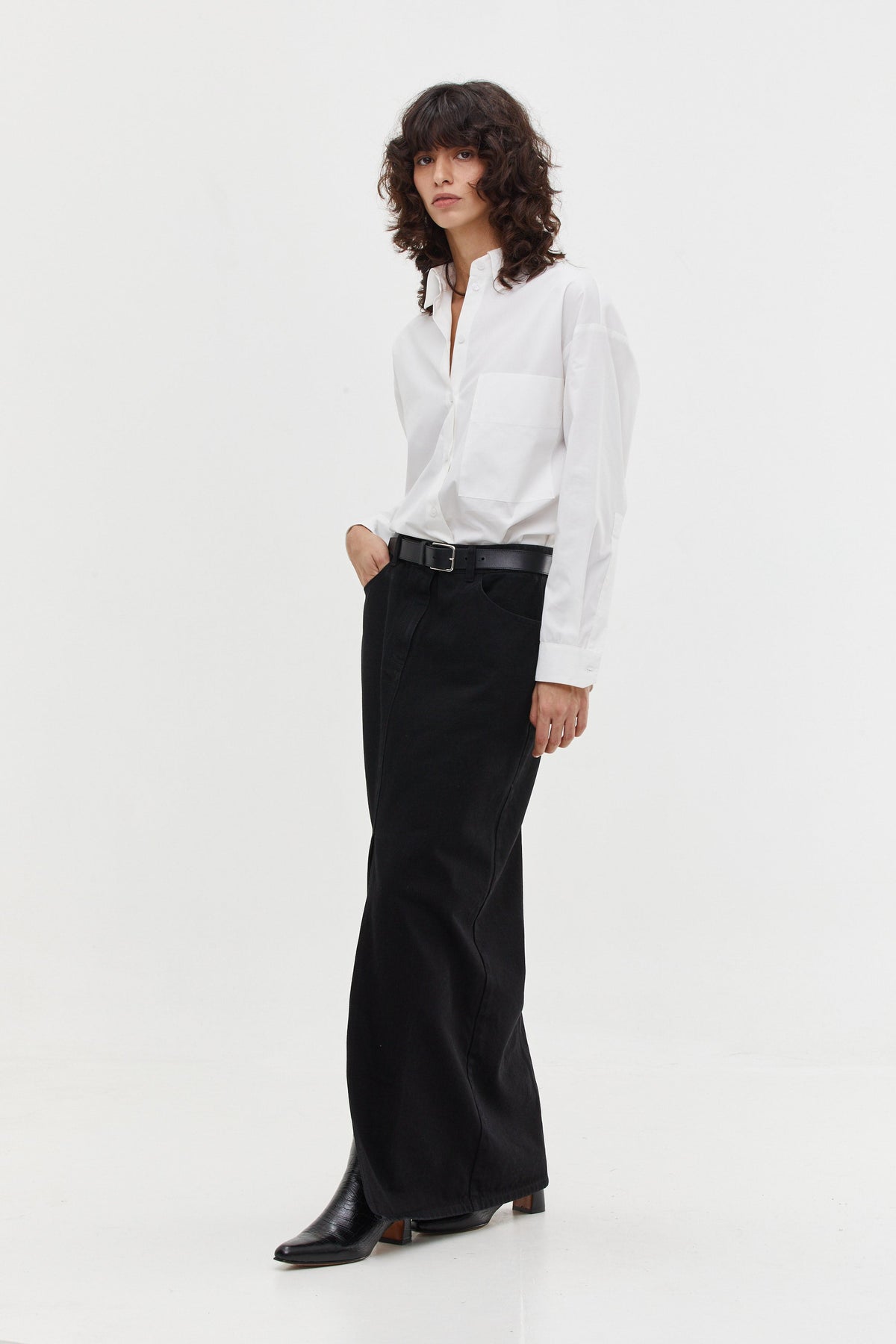 Denim Maxi Skirt Black
