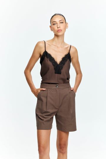 Celine Lace Top Dusty Brown