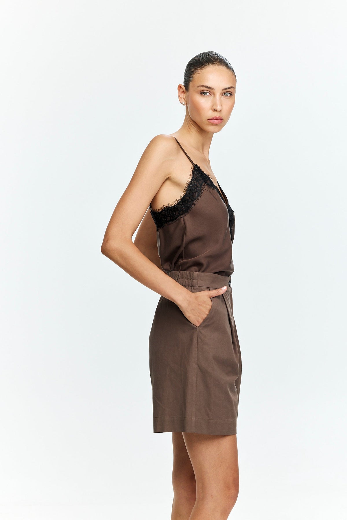 Celine Lace Top Dusty Brown