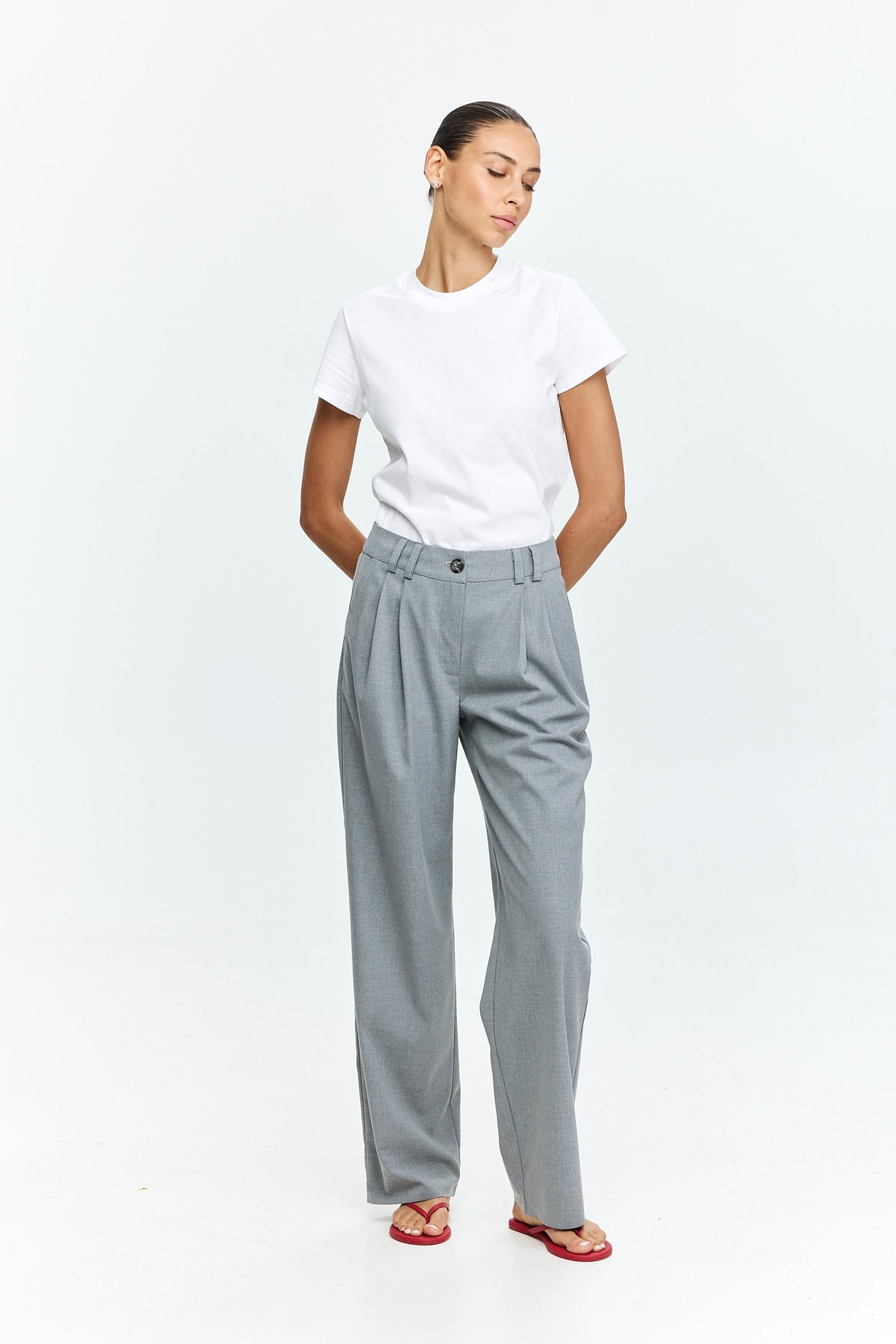 Noah Semi Tailored Pants Grey Melange