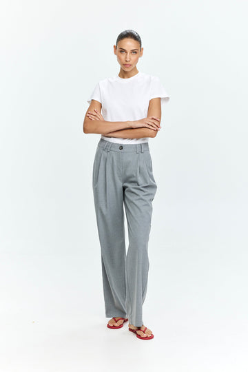 Noah Semi Tailored Pants Grey Melange